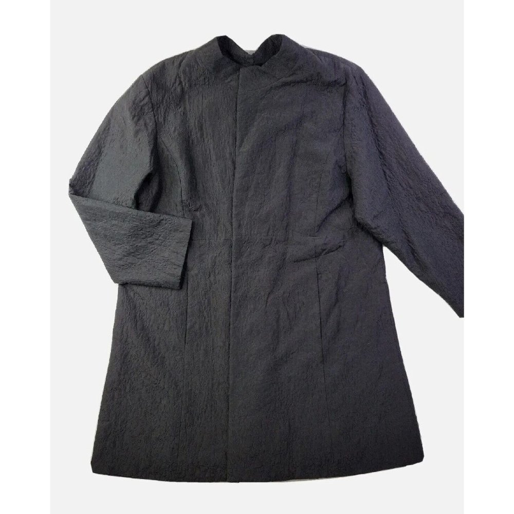 Eileen Fisher Women 3X Coat 100% Silk Jacket Padded Fill Embroidered Open Front